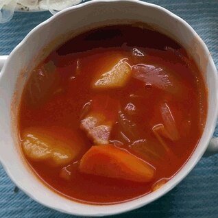 夏にさっぱり！ミネストローネ風トマトスープ